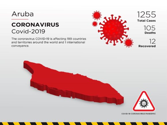 Aruba Affected Country 3D Map for Pandemic Visuals