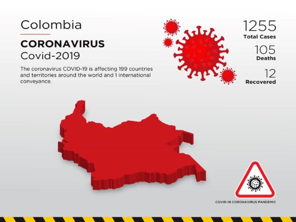 Colombia Affected Country 3D Map for Pandemic Visuals