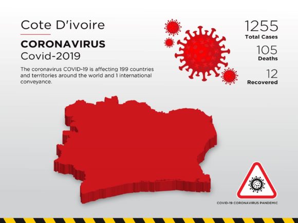 Cote D Ivoire Affected Country 3D Map