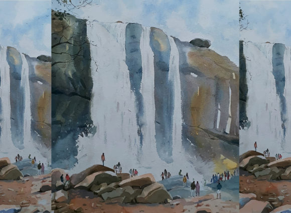 Hand Drawn Watercolor Fountain Landscape: A Practical Design Asset Evaluation