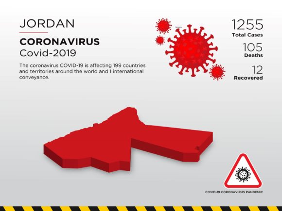Jordan Affected Country 3D Map for Pandemic Visuals