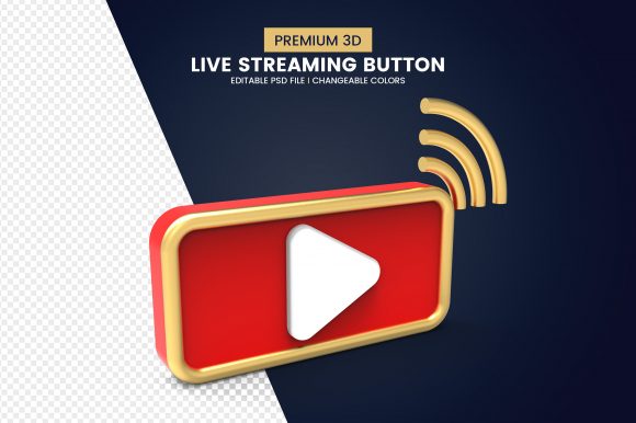 Live Streaming Play Button Icon Badge for Creators