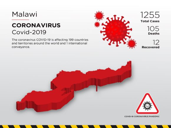 Malawi Affected Country 3D Map for Pandemic Awareness