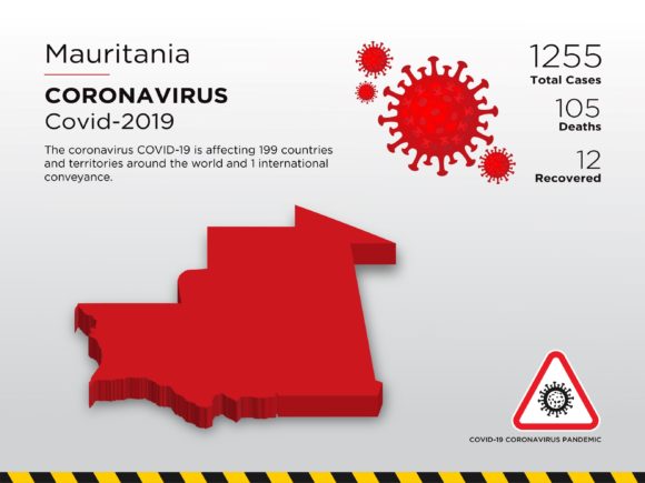 Mauritania Affected Country 3D Map: A Visual Data Tool for Pandemic Analysis