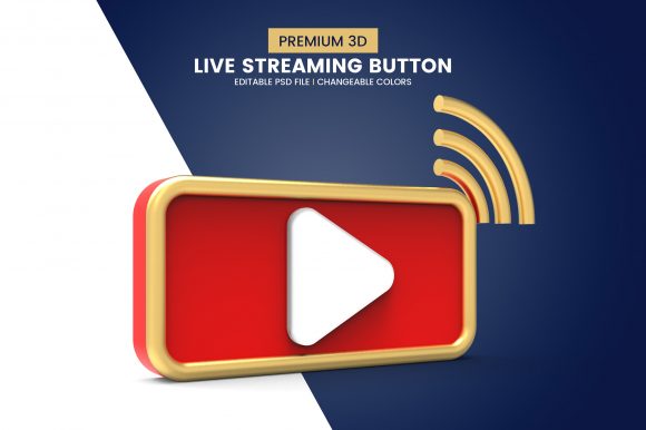 Modern 3d Live Streaming Button