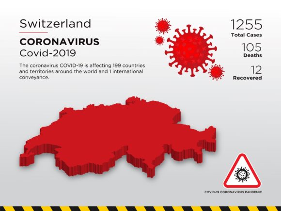 Switzerland Affected Country 3D Map: A Comprehensive Design Resource for Pandemic Communication