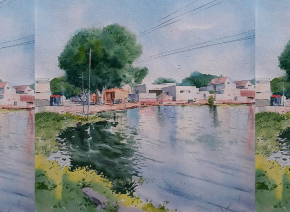Watercolor Hand Drawn Industrialized Art