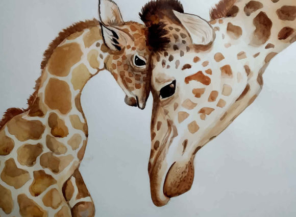 Watercolor Hand Drawn Portrait Mother
