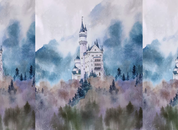 Watercolor Landscape Hand Draw Tradition